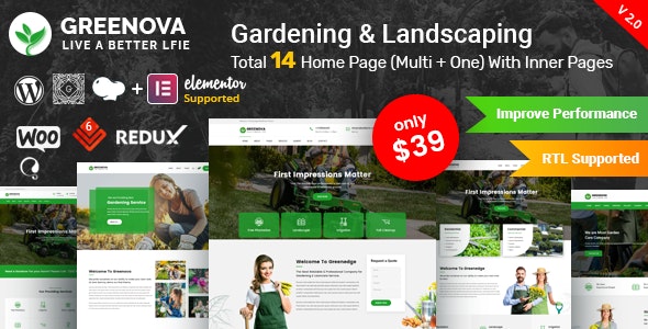 Greenova v2.3.1 – Gardening & Landscaping WordPress Theme