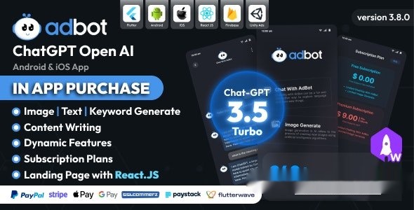 AdBot v3.8.0 – ChatGPT Open AI Android and iOS App